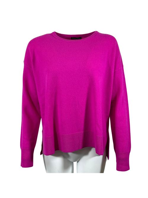 WOMEN'S CREW NECK SWEATER ASYMMETRICAL CUT  FUCSIA ESSENTIEL STUDIO | LMD036FUXIA